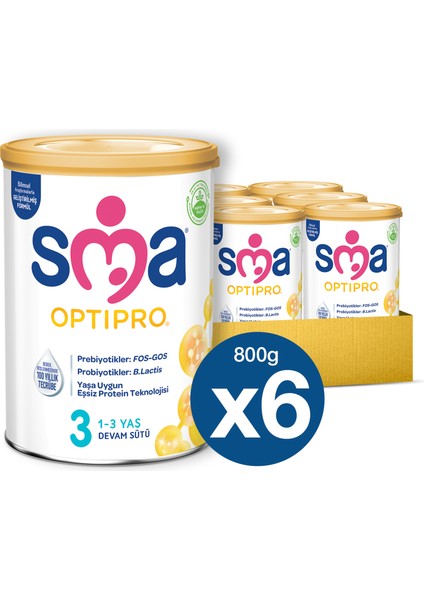 Optipro 3 1-3 Yaş Bebek Devam Sütü 800 gr x 6 Adet