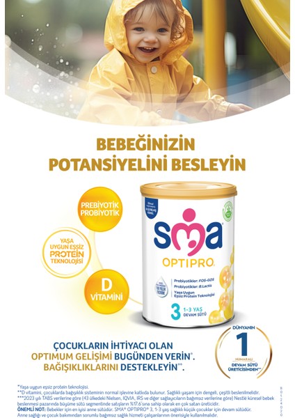 Optipro 3 1-3 Yaş Bebek Devam Sütü 800 gr x 6 Adet