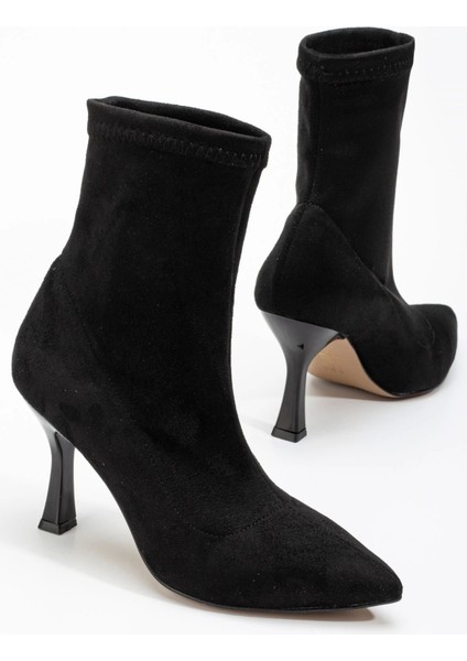 Siyah Süet Yüksek Ince Topuklu Streç Kadın Bot modelleri