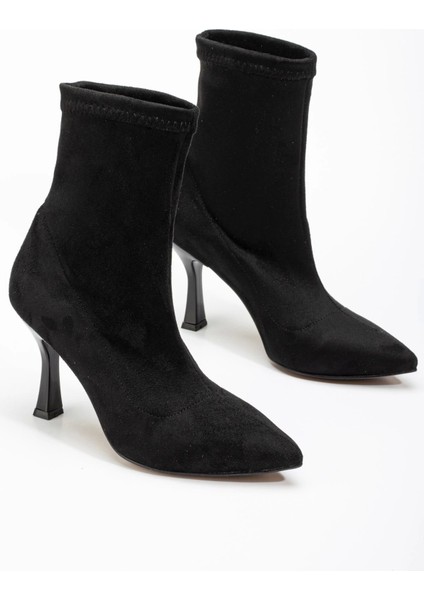 Siyah Süet Yüksek Ince Topuklu Streç Kadın Bot fırsatları