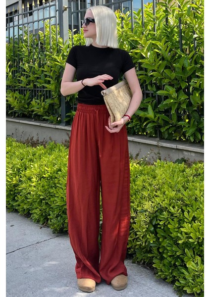 Kiremit Geniş Paça Kadın Pantolon MG1982