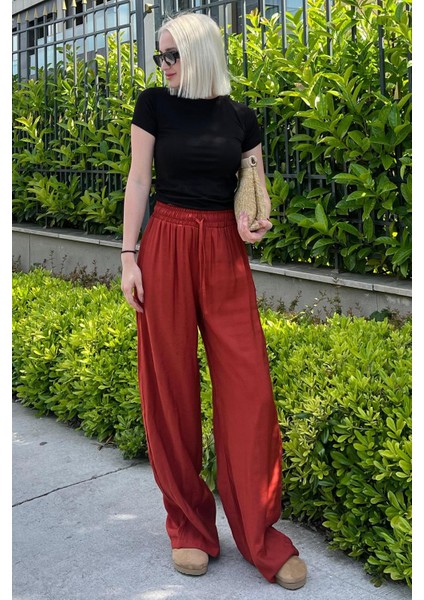 Kiremit Geniş Paça Kadın Pantolon MG1982 modelleri