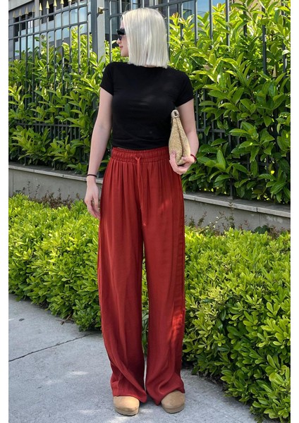 Kiremit Geniş Paça Kadın Pantolon MG1982 fırsatları