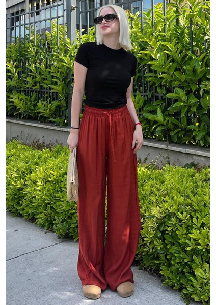 Kiremit Geniş Paça Kadın Pantolon MG1982 indirimleri