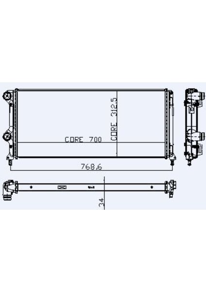 Motor Radyator Doblo 1,3 / 1,9 Jtd Ym Brazıng (Klımalı Klımasız) / (1 Sıra Alb Sıstem) (700X312X34)