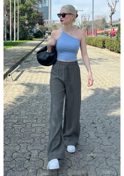 Antrasit Geniş Paça Kadın Pantolon MG1982