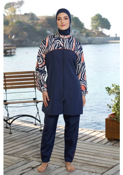 Paraşüt Tam Kapalı Tesettür Mayo 25962 Lacivert