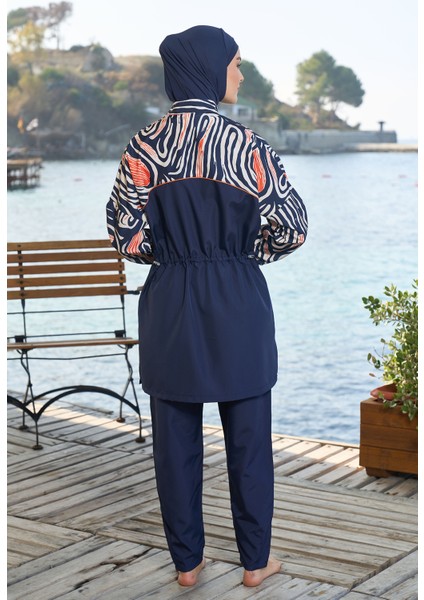 Paraşüt Tam Kapalı Tesettür Mayo 25962 Lacivert modelleri