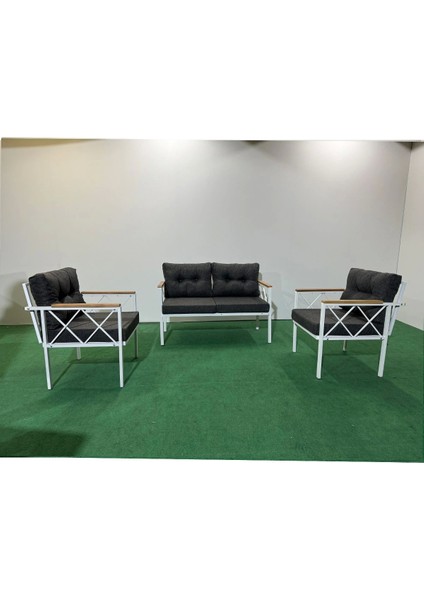 2+1+1 Beyaz Profil Balkon-Bahçe-Kafe- Çay Seti-Koltuk Takımı-Oturma Grubu-Ofis Koltuğu