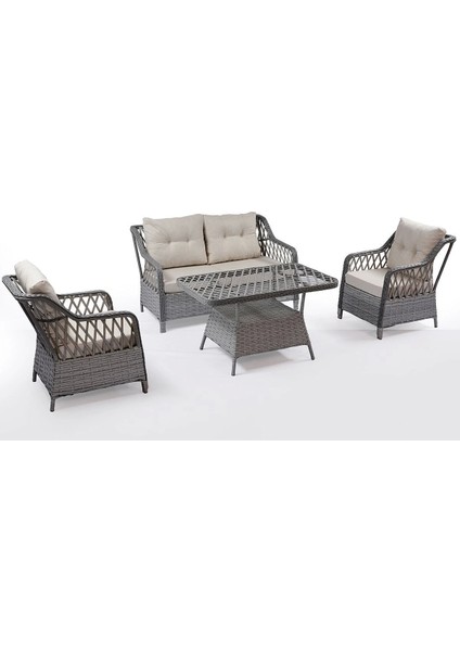 Menekşe 2+1+1+Masa Rattan Bahçe Balkon Mobilyası