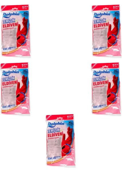 Lateks Bulaşık Temizlik Eldiveni - Kırmızı - Xl - No : 10 - 5 Çift - Paket