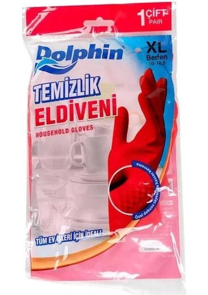 Lateks Bulaşık Temizlik Eldiveni - Kırmızı - Xl - No : 10 - 5 Çift - Paket modelleri