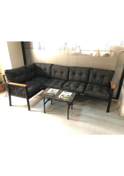 Miami Melisa 3+2 Köşe Yön Değiştirilebilir Koltuk Takımı Balkon-Bahçe-Kafe Mermerdesen 70 x 50 cm Sehpa