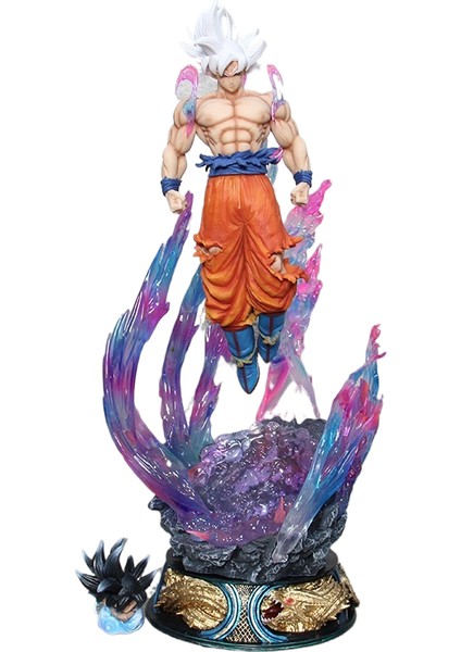 Dragon Ball Saiyan Goku Üç Başlı Heykel Işıklı Figür (Yurt Dışından)