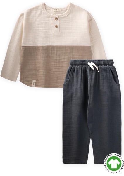 Organik Bohem Garnili Müslin Mevsimlik Takım 2-8 Yaş Naturel fiyatları