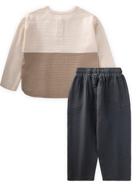 Organik Bohem Garnili Müslin Mevsimlik Takım 2-8 Yaş Naturel modelleri