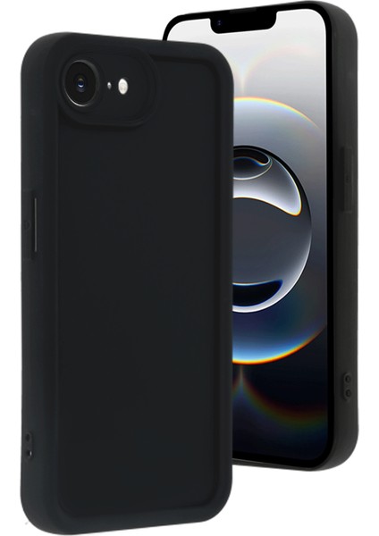 iPhone 16E Kılıf Viera Kamera Korumalı Yumuşak Doku ve Temizlenebilir Silikon - Siyah
