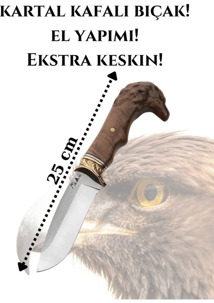 Kartal Başlı Şef Bıçağı Paslanmaz Çelik 25CM Ceviz Ağacı Kılıf li