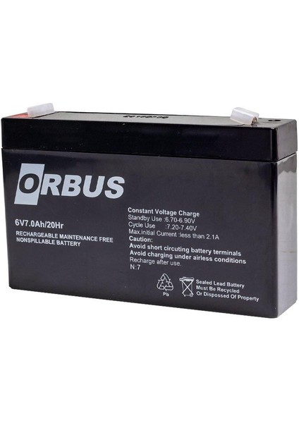 6V 7 AH AKÜ KURU TİP (150*34*100) (1,25 KG) TSE'Lİ