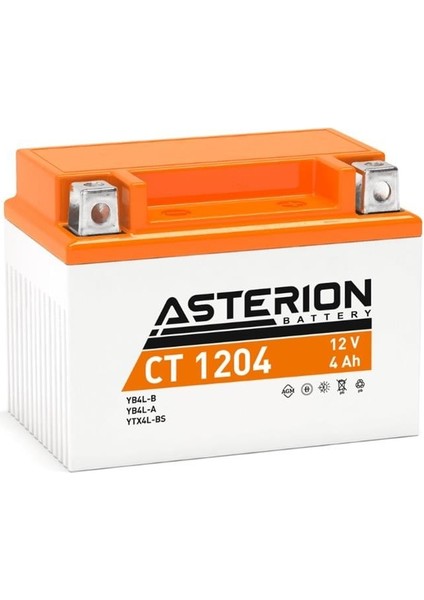 Asterıon 12V 4 Ah Motosiklet Aküsü 50 A (En) (114*70*87) (Yb4-Lb)
