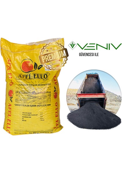 Afel Ello Ince Öğütülmüş Leonardit %40 Hümik Fulvik Asit %45 Organik Madde 25 kg