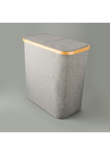 2 Bölmeli Katlanabilir Çamaşır Sepeti - Gri - 110 Lt modelleri