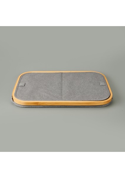 2 Bölmeli Katlanabilir Çamaşır Sepeti - Gri - 110 Lt