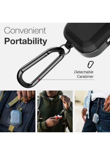 Airpods Pro 2 Raptic Trek Serisi Askı Aparatlı Kulaklık Kılıfı Siyah indirimleri