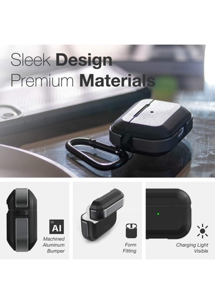 Airpods Pro 2 Raptic Trek Serisi Askı Aparatlı Kulaklık Kılıfı Siyah