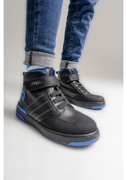 Erkek Çocuk Siyah Hakiki Deri Anatomik Sneaker Bot