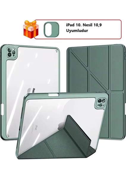Apple iPad 10. Nesil 10.9 (2022) Kalemlikli Yatay ve Dikey Standlı Origami Clemon Kılıf A2696 A2757