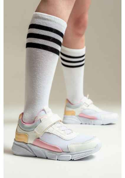 Kız Çocuk Beyaz-Pudra Günlük Spor Ayakkabı