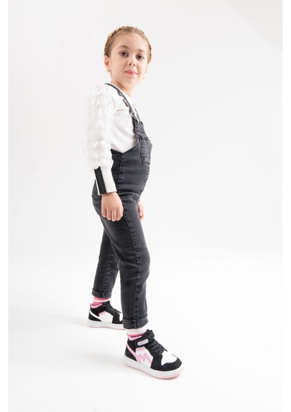 Unisex Çocuk Siyah-Pembe Hakiki Deri Anatomik Sneakers Bot