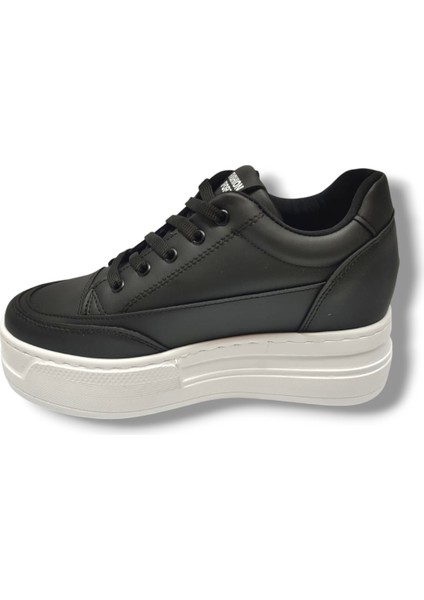 187-25 Deri Dolgu Topuk Kadın Sneaker Siyah Beyaz fiyatları