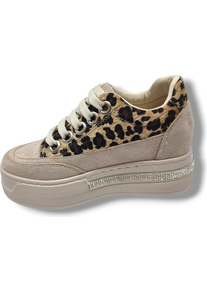 186-25 Süet Taşlı Leopar Dolgu Topuk Kadın Sneaker fiyatları