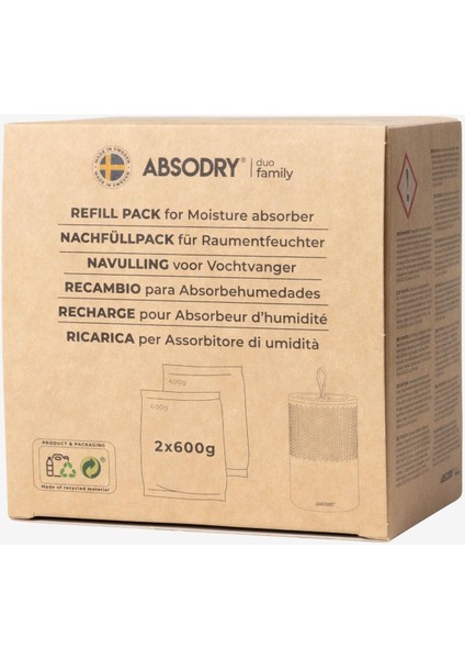 Absodry Duo Family Seri 6 Yeniden Dolum 2’li Paket Nem Alıcı, Rutubet Giderici, Korozyon Önleyici