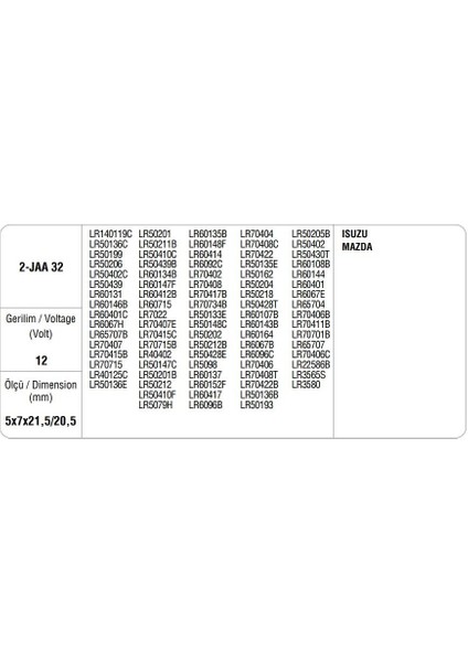 12V ALTERNATÖR KÖMÜRÜ HITACHI TİPİ (NIPPON DENSO TİPİ) (2 AD)
