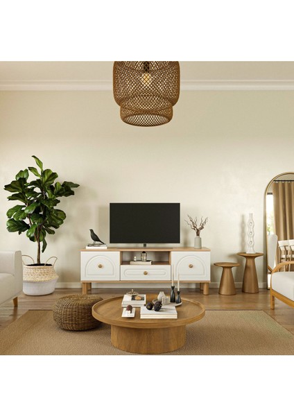 Bohem Tv Ünitesi 150 cm N Çizgili Mdf Kapak Atlantik Çam Tek Ebat