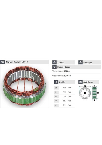 12V ALTERNATÖR STATÖR MITSUBISHI L200/L300 EM