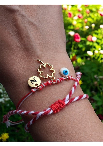 Kadınlar Gününe Özel, Harf Charm\'lı Yonca Detaylı Marteniçka 2\'li Bileklik modelleri