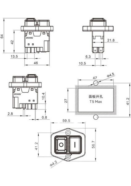 ZCD-02H 5-Pin Elektromanyetik Switch