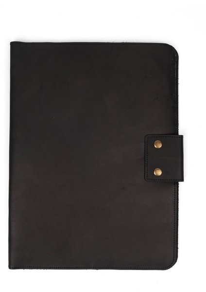M2 13-14 Inç Macbook Pro-Air Hakiki Deri Organizer Evrak Çantası Tablet Kılıfı Nature Siyah