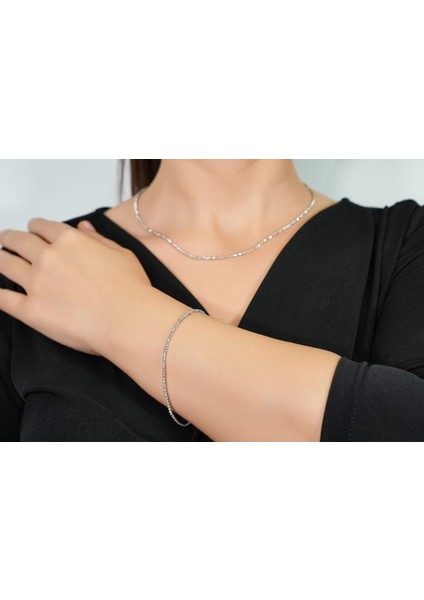 14 Ayar Altın 11.95 Gram Beyaz Toplu Dorika Kadın Gerdanlık + Bileklik