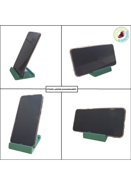 3D Yazıcıyla Yapılmış 2 Taraflı telefon, Tablet Standı (Yeşil)