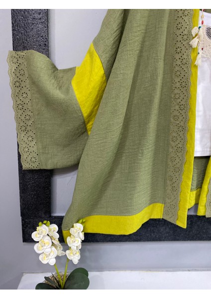 Keten Bohem Dantel Detaylı Kimono fiyatları