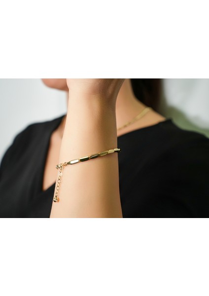 14 Ayar Altın 18.66 Gram Beyaz Altın Modern Tasarım Kolye + Bileklik Takım modelleri