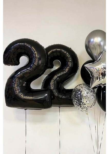 Siyah 22 Rakam Folyo Balon