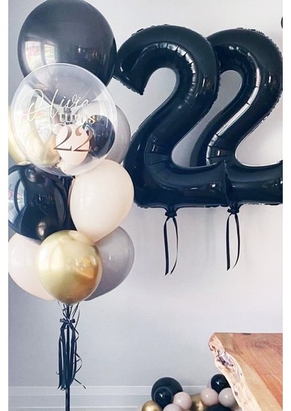 Siyah 22 Rakam Folyo Balon