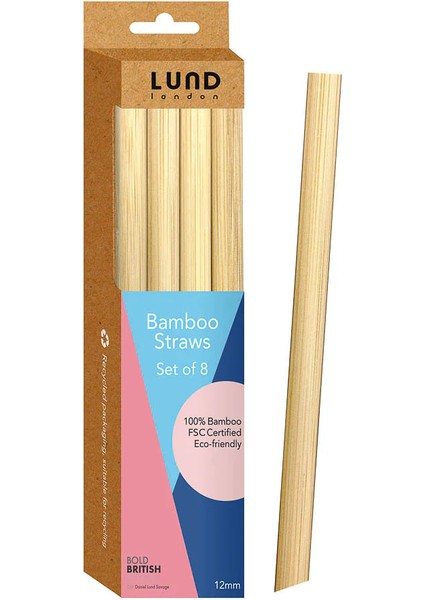 Bamboo Straws - Set Of 12 - 8mm - Bambu Pipet