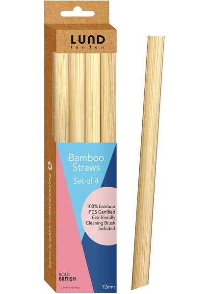 Bamboo Straws Set Of 4 - 12 mm - Bambu Pipet modelleri